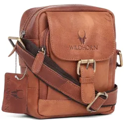 WildHorn Genuine Leather Mini Sling Bag for Men