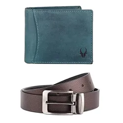WildHorn Hunter Leather Wallet and Belt Combo Giftset I Gift Hamper for Men