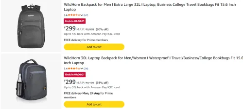 Image of Wildhorn Laptop Backpacks Minimum 90% Discount