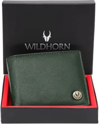 WILDHORN Men Casual Green Genuine Leather RFID Wallet - Mini (5 Card Slots)
