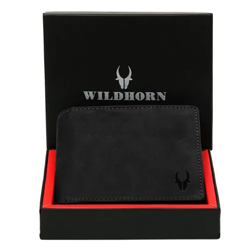 Image of WildHorn Men Leather RFID Protected Wallet, Black
