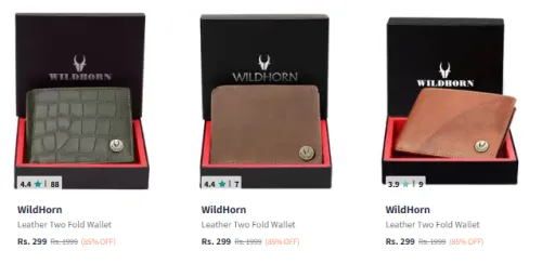 Image of Wildhorn Men Leather Two Fold Wallet at Minimum 80% Discount