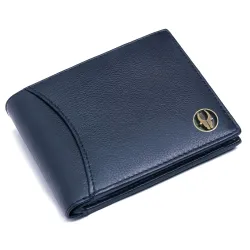 WildHorn Top Grain Leather Wallet for Men I Ultra Strong Stitching I 2 Currency Compartments (Blue Print)