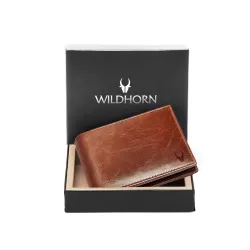 WildHorn Wallet for Men Leather Original, Mens Wallet, Leather Wallets for Men Stylish, Bi-Fold Wallets for Man, 9 Card Slots, Secret Card Slots, Coin Pocket, Gift for Mens (Tan Crunch)