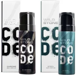 Wild Stone CODE Steel & Chrome (150 ml each) Perfume Body Spray - For Men (300 ml, Pack of 2)