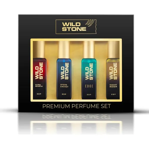 Image of Wild Stone Ultra Sensual, Hydra Energy, Edge and Night Rider Premium Perfume Gift Set for Men, (20ml each) l Luxury Perf