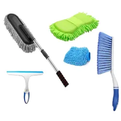 Winberg ® Car Cleaning Combo Pack Microfiber Duster Carpet Brush Washing Scurb Glass Wiper Microfibre Gloves Full Interi