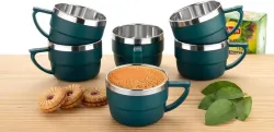 WINCY Unbreakable Steel Cup Set – 6 Green