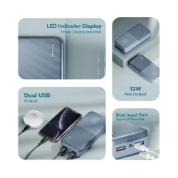 Wings Power Bolt 20000mAh, 12W Powerbank Fast Charging,