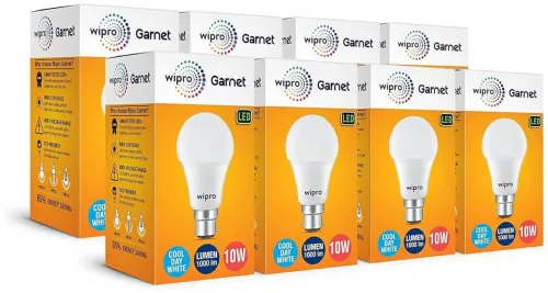 Image of Wipro 10 W Basic Standard B22 LED Bulb  (White, Pack of 8)