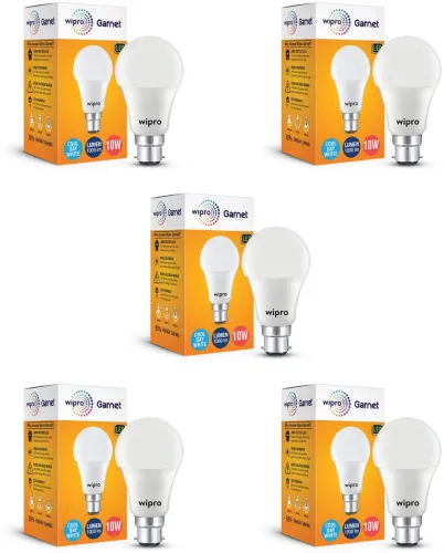 Image of Wipro 10 W Basic Standard B22 LED Bulb (White, Pack of 5)