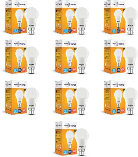 Image of Wipro 10W B22 LED Bulb  (White, Pack of 10)