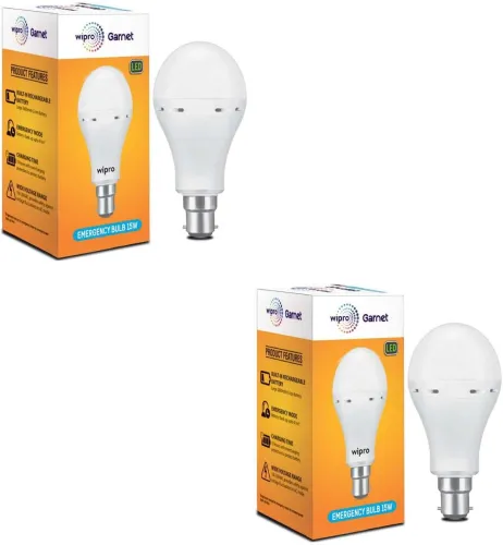 Image of WIPRO 15W LED Bulb (Pack of 2) with backup of upto 4 hrs Bulb Emergency Light (White)