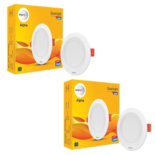 Image of Wipro 6W Alpha Downlight for Junction Box (Red, Pack of 2)