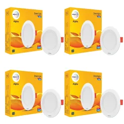 Wipro 6W Alpha Downlight for Junction Box | Red |3 inch Cutout, 22mm Height| Surge Protection Upto 350 VA | High Voltage Protection Upto 4KV | Pack of 4