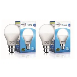 Wipro 7W B22 LED Bulb, Cool Day Light, Pack of 2 (Tejas)