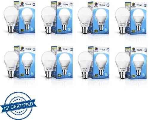 Image of Wipro 7 W Basic Standard B22 LED Bulb  (White, Pack of 8)