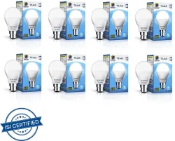 Wipro 7 W Basic Standard B22 LED Bulb  (White, Pack of 8)