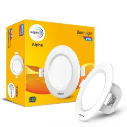 wipro Polycarbonate Alpha 10W Round Downlight Junction Box | Blue | Glare - Free Design | Recessed Down Light for False 