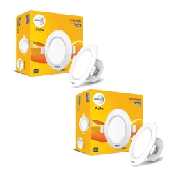 wipro Alpha 12W Round Downlight Junction Box | Cool Day White (6500K) | Glare-Free Design |Recessed Down Light for False