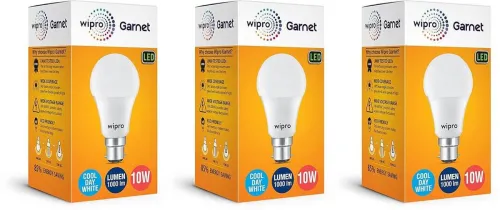 Image of WIPRO 10 W Basic Standard B22 LED Bulb (White, Pack of 3)