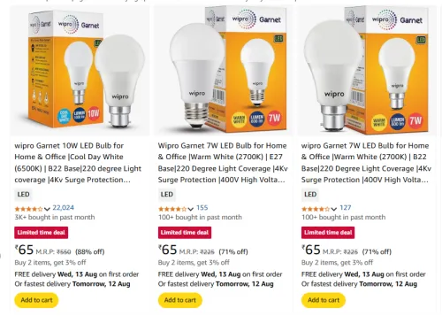 Image of Wipro Bulb Starting @ ₹65