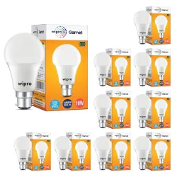 wipro Garnet Base B22 10-Watt LED Bulb (White) - Pack of 10