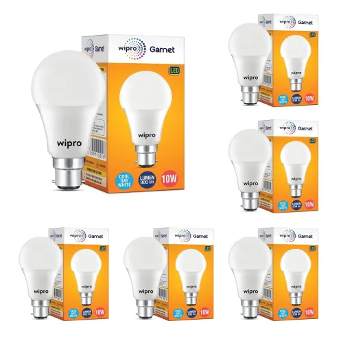 Image of Wipro Garnet 10W B22 LED Bulb, Coolwhite (Pack of 6)