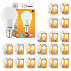 wipro Garnet 10W B22 LED Bulb, Coolwhite (Pack of 20)