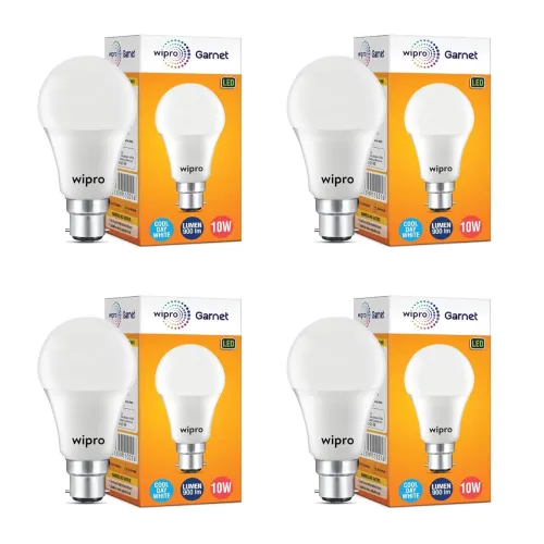 Image of Wipro Garnet 10W LED Bulb 6500K B22 Base (Pack of 4)