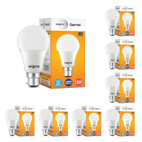 Image of Wipro Garnet 10W LED Bulb B22 Cool Day White – Pack of 8