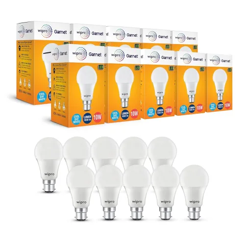 Image of wipro Garnet 10W LED Bulb for Home Pack Of 10