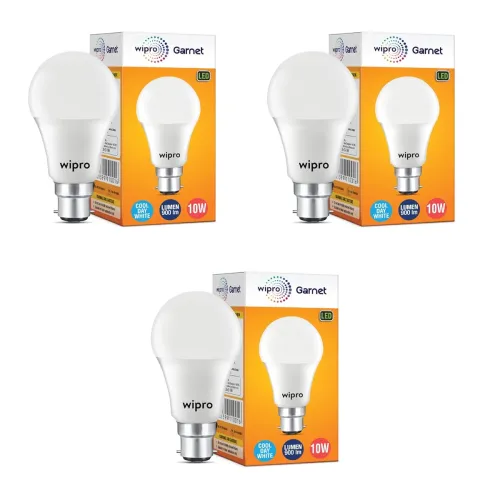 Image of Wipro Garnet 10W LED Bulb Pack of 3