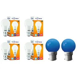 wipro Garnet Base B22D 10-Watt LED Bulb (Pack of 4, White) Glass Safelite N10004 B22 0.5-Watt Led Night Lamp (Pack Of 2,