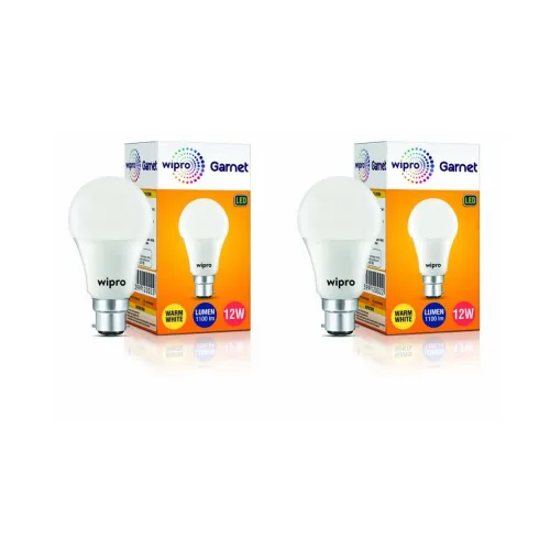 Image of Wipro Garnet 12W LED Bulb 2700K B22 Base 220° 4Kv 400V Pack of 2