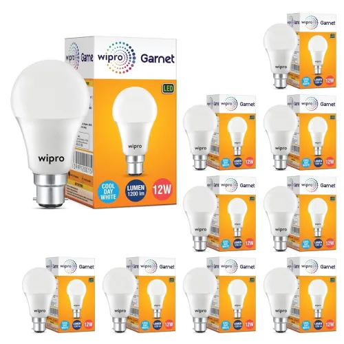 Image of wipro Garnet 12W LED Bulb Pack of 10