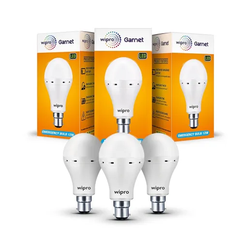 Image of Wipro Garnet 12W LED Emergency Bulb (Pack of 3)