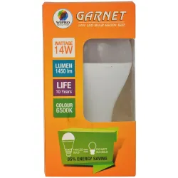 Wipro Garnet 14W LED Bulb for Home & Office |Cool Day White (6500K) | B22 Base|220 degree Light coverage |4Kv Surge Prot