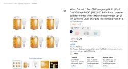 Wipro Garnet 15w LED Emergency Bulb Pack of 6