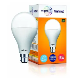 wipro Garnet 18W LED Bulb for Home & Office |Cool Day White (6500K) | B22 Base|220 Degree Light Coverage |4Kv Surge Prot