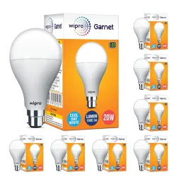 Wipro Garnet 20W LED Bulb for Home & Office | Pack of 8