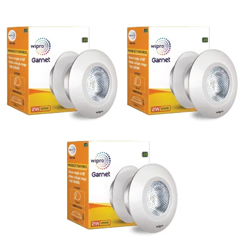 Image of wipro Polycarbonate Garnet 2W Led Integrated Spotlight | Cool White (6500K) | Compact Design Ceiling Spot Light for Cabi