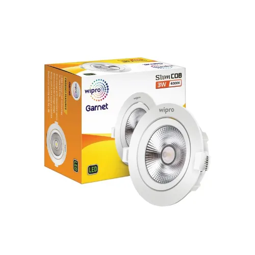 Image of wipro Garnet 3 W Slim COB Downlight for False Ceiling | Neutral White (4000K) | Ceiling or Cabinet Light with Adjustable