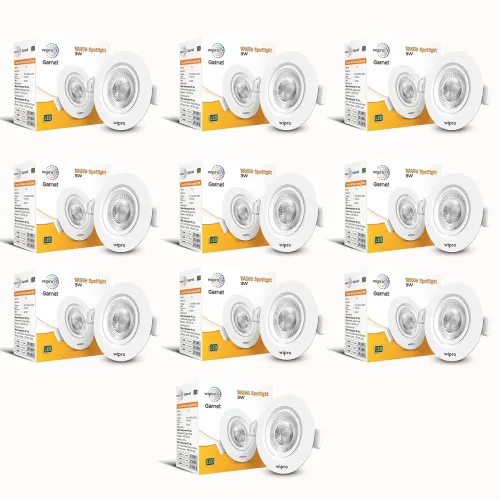 Image of wipro Garnet 3W LED Wave Spotlight |Cool White Light (6500K) | Adjustable Design | Recessed Tiltable Downlighter for Fal