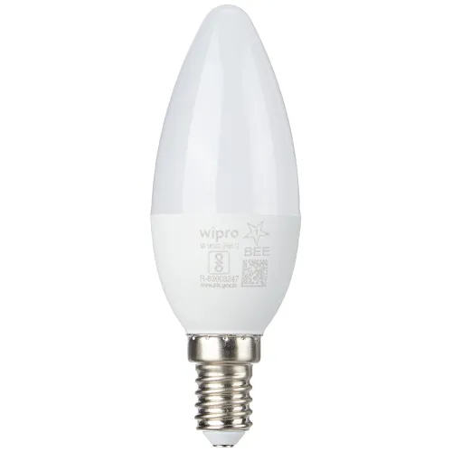 Image of wipro Garnet 5 W E14 Base Frosted Candle LED Bulb | Warm White (2700K)