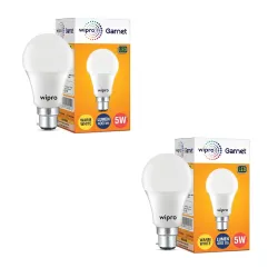 wipro Garnet 5W LED Bulb for Home & Office |Warm White (2700K)