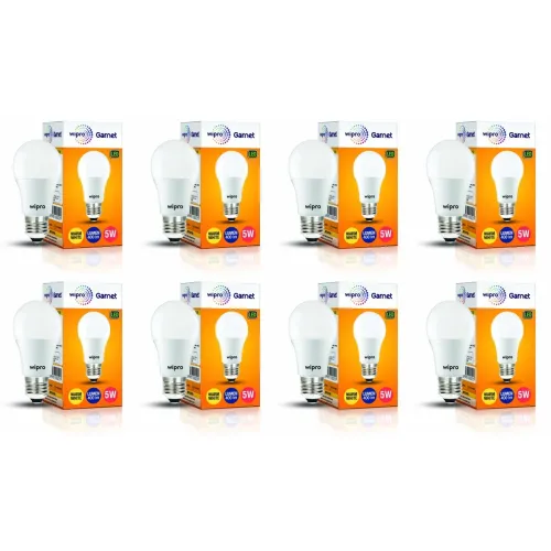 Image of wipro Garnet 5W LED Bulb Pack of 8