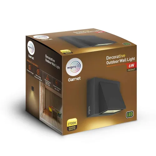 Image of Wipro Garnet 6W IP54 LED Wall Light27K