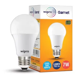Wipro Garnet 7W LED Bulb for Home & Office |Cool Day White (6500K) | E27 Base|220 degree Light coverage |4Kv Surge Prote