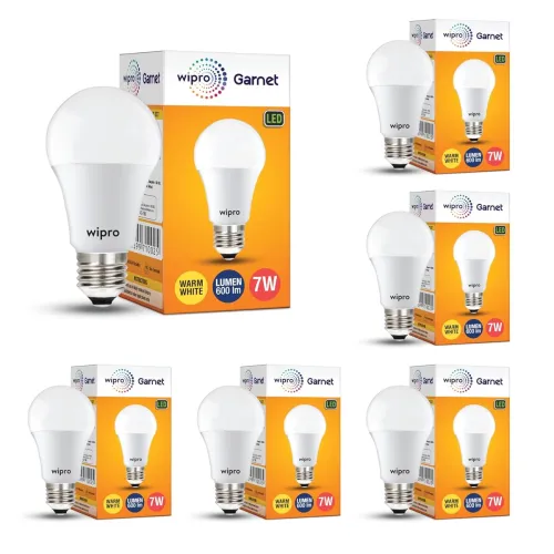 Image of Wipro Garnet 7W LED Bulb Warm White Pack of 6